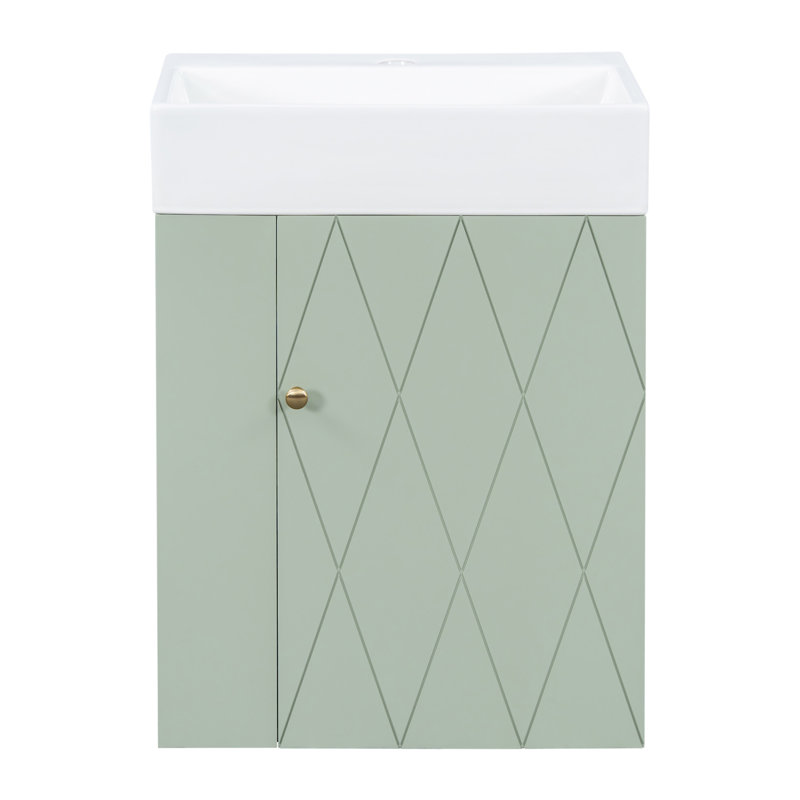 Meuble-lavabo 20 po avec lavabo en céramique, Vert