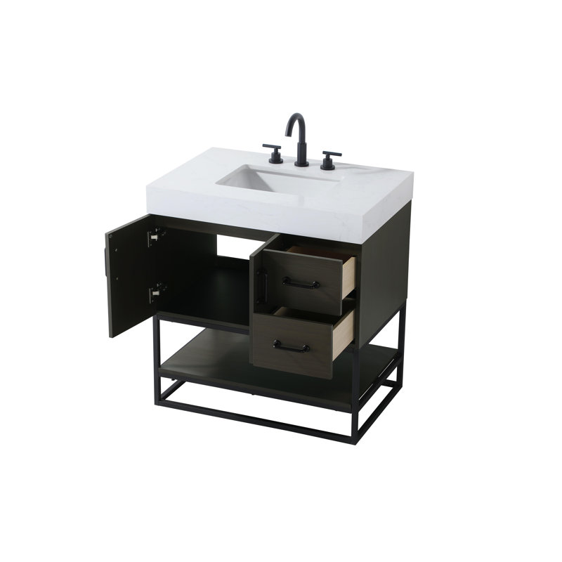 32 inch Single Bathroom Vanity, Mocha Brown