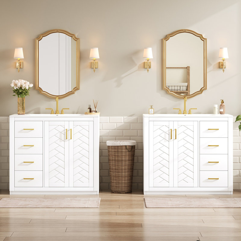 Le meuble-lavabo 72 po avec lavabo en céramique peut être séparé, Blanc