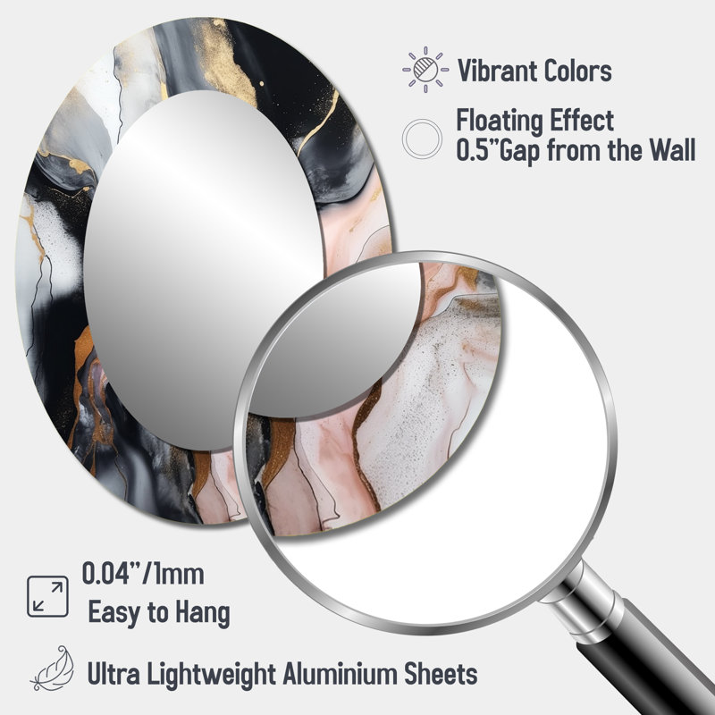 Miroir mural noir et or noir, 40 po x 30 po