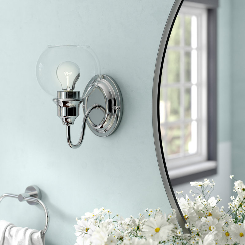 Hunley Armed Sconce, Clear, Polished Chrome