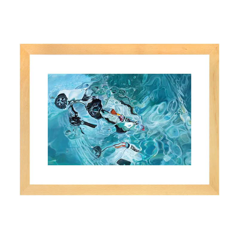 « Reflexion » par Marcello Petisci-impression, H 24 po x l 32 po x P 1 po, Toile avec cadre en bois beige, Blanc