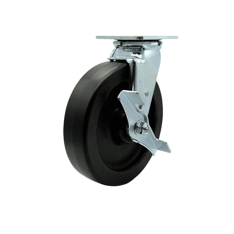 Polyolefin Caster with Roller Bearing and Brake
