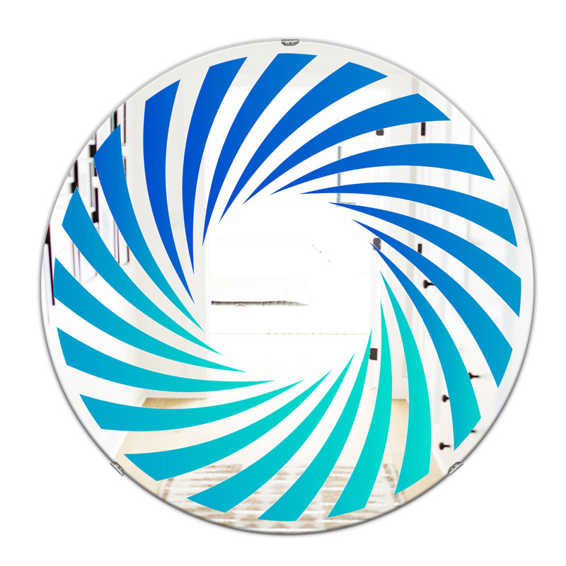 Gradien lignes bleues - miroir moderne, H 23,6 po x l 23,6 po