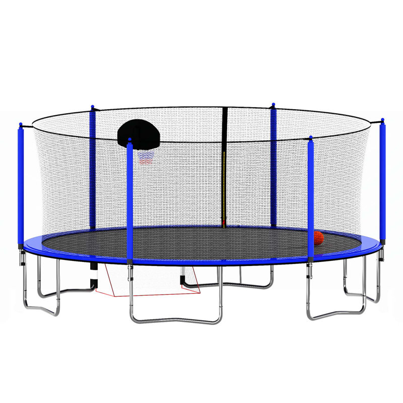 Trampoline polyvalent avec plusieurs accessoires pour un divertissement ultime, Noir / Bleu