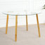 Table de cercle moderne en verre de style moderne, design transparent élégant, ensemble de chaises de salle à manger en polyuréthane à base de support durable, pieds de chaise plaqués or, convient aux cuisines de restaurant (ensemble de 5)