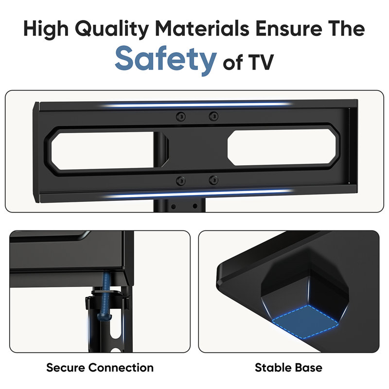 Black Adjustable Height Universal Rotating TV Stand