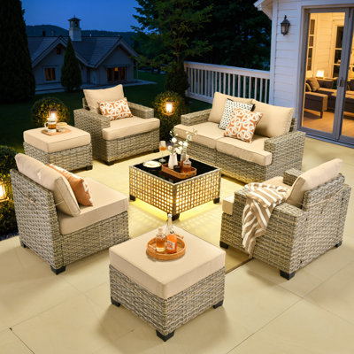 Wahkon Wicker/Rattan 5 - Person Seating Group With Cushions