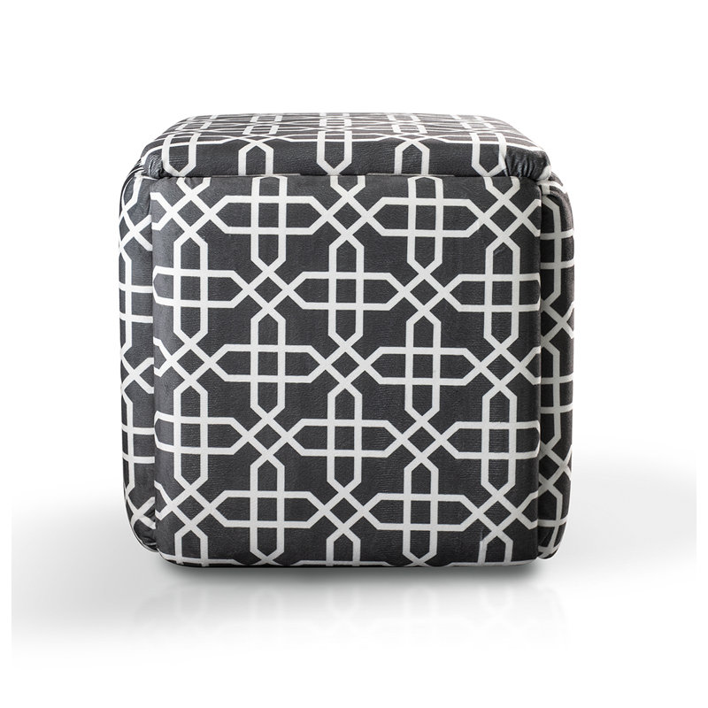 Repose-pieds cube Károly, Microfibre/microsuède gris
