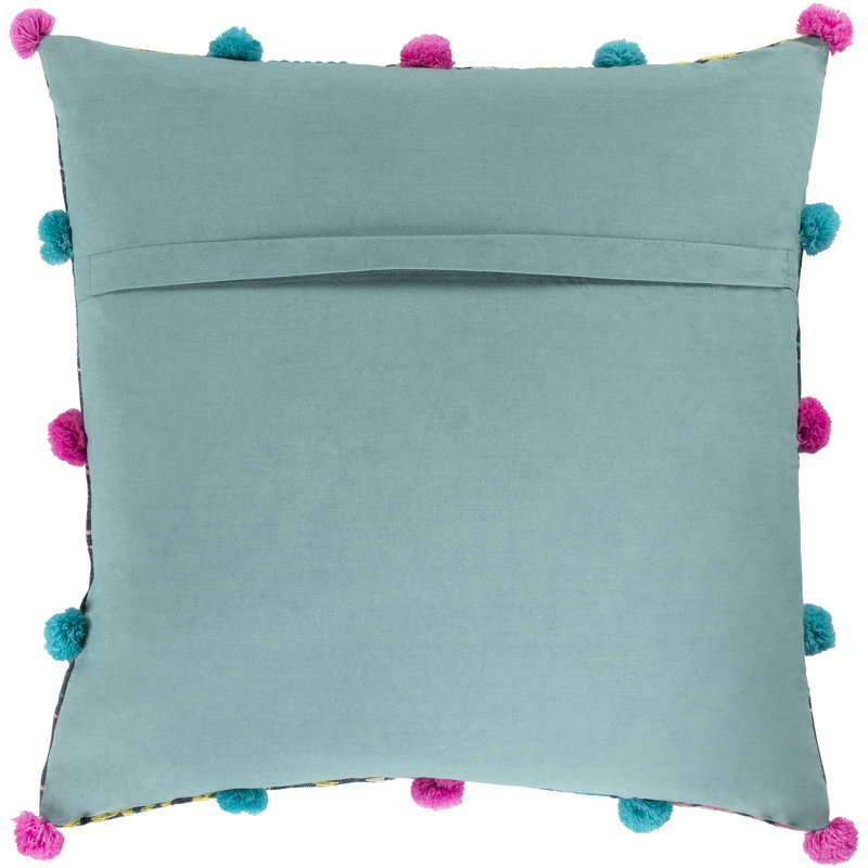 Kiko Fringed Cotton Throw Pillow, 18" x 18", Down
