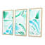 Éléments graphiques rétro en bleu et vert I - ensemble d'art mural moderne sur toile encadrée 3-1856721340-1856721343
