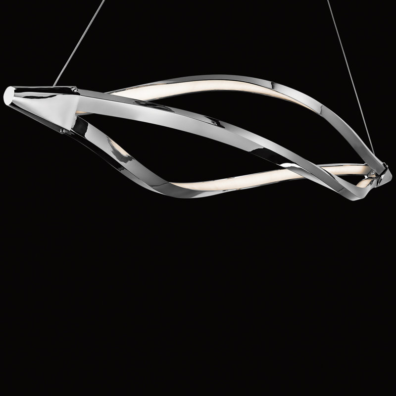 1 - Light Chrome LED Unique/Statement Pendant, 14.25" H x 53.25" W x 14.25" D, Chrome