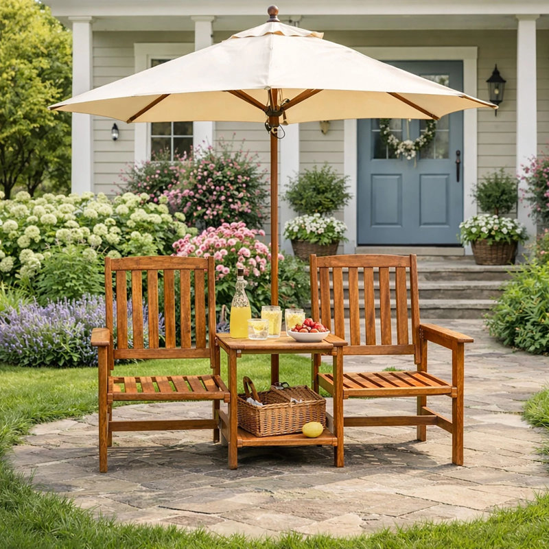 Rectangle Solid Wood Outdoor Picnic Table - 165 cm W 60 cm D