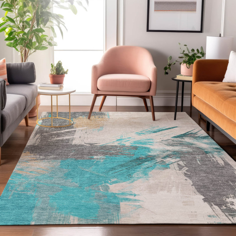 Premium Machine Washable Varroville AMF1711 Modern Rug, Rectangle 2'6" x 3'10"