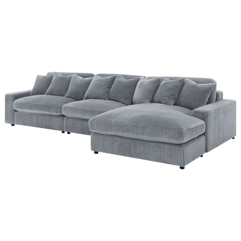 Canapé modulaire rembourré Thiego, 100% polyester gris