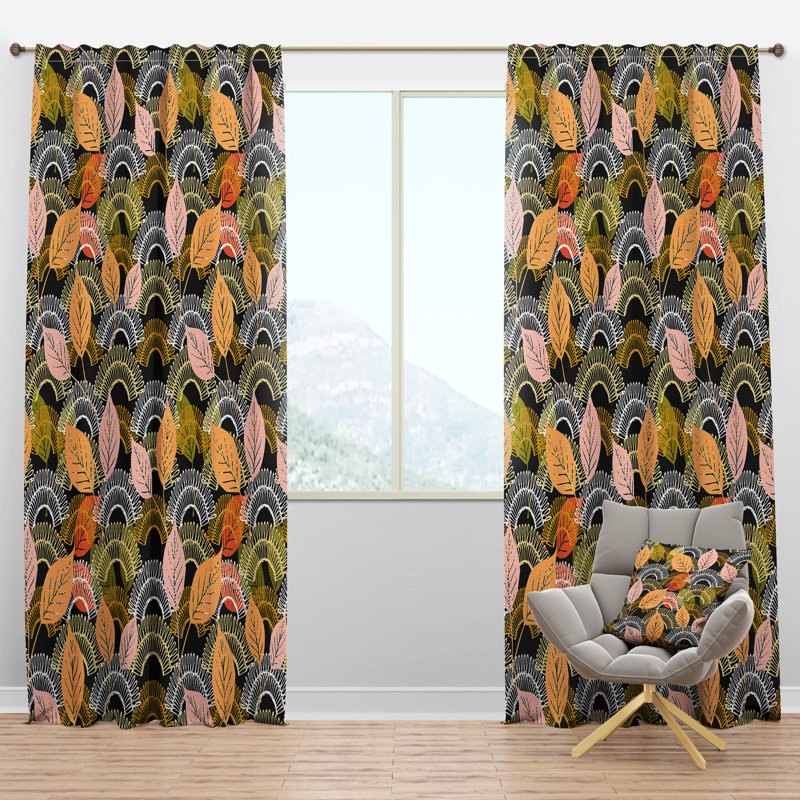 Panneau de rideau simple semi-diaphane avec passe-tringle Mid-Century, l 52 po x L 90 po