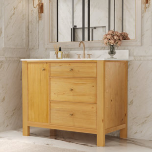 Meuble-lavabo simple 42 po avec plateau en marbre artificiel 42 po