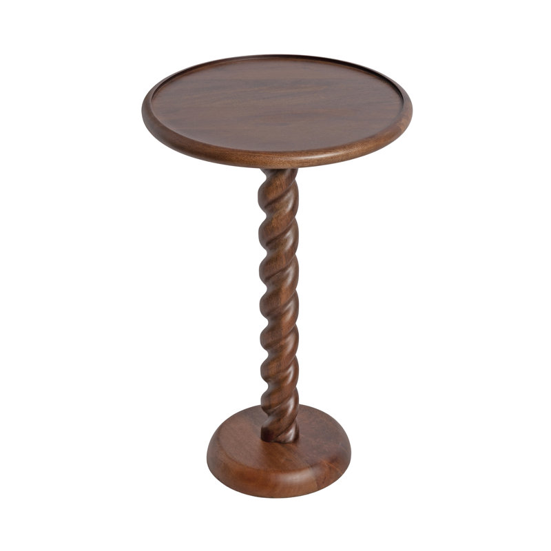 Willoughby Spiraled Mango Wood Round Side Table