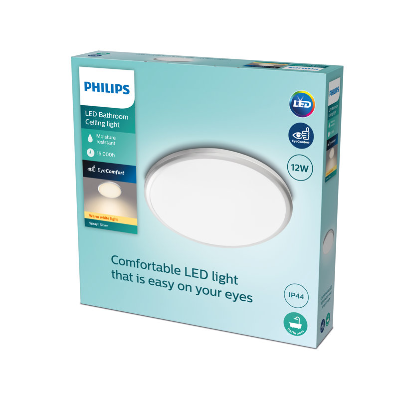Philips LED Spray Ceiling Light 27K 12W IP44 Warm White