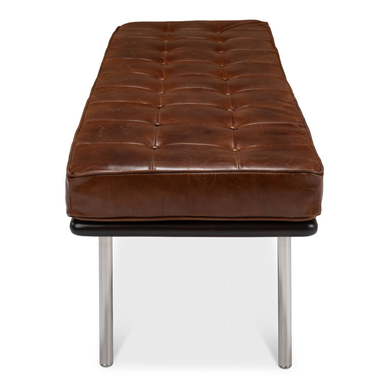 Prince Albert Leather Bench, Brown