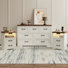 Ensemble de commode 3 pièces Aeliana - commode 7 tiroirs et tables de chevet 2 tiroirs avec station de recharge, brun / blanc