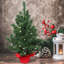 Épinette du Nord 2 pi avec base en tissu rouge | Verdure réaliste | Utilisation intérieure / extérieure | Fêtes et décorations de Noël | Décoration de table | Décoration pour la maison et le bureau | 2 pièces