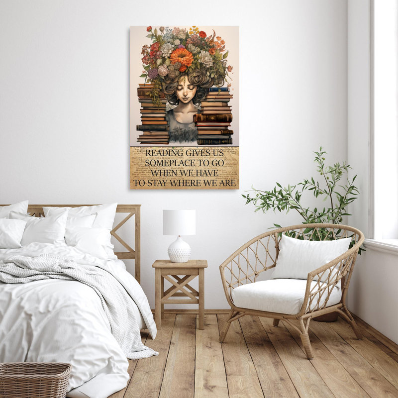 Maiah Reading Gives Us Someplace - 1 pièce, reproduction d'art graphique sur toile tendue, L 11 po x H 14 po
