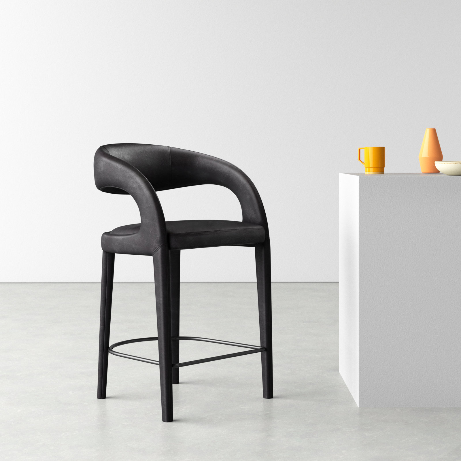 Geoffrey Bar and Counter Stool, Sonoma Black/Genuine Leather, Counter Stool (26.57" Seat Height)