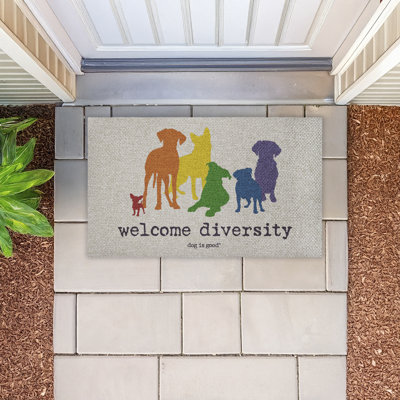  Welcome Diversity Rainbow Dogs Quick Dry Non Slip Door Mat Recycled Cushioned, 18"x30"