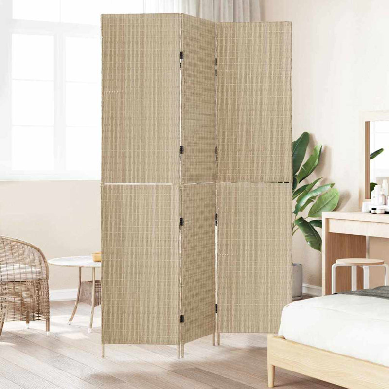 3 - Panel Folding Room Divider, Beige, 200cm H x 146cm W x 0.16cm D