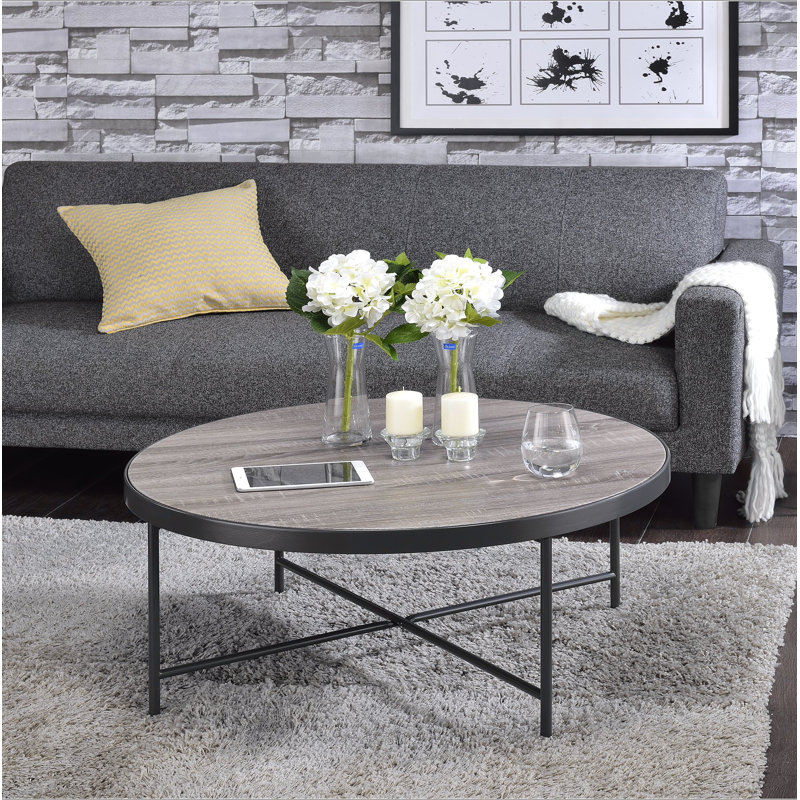 Table basse ronde de style industriel 1pc, Oak