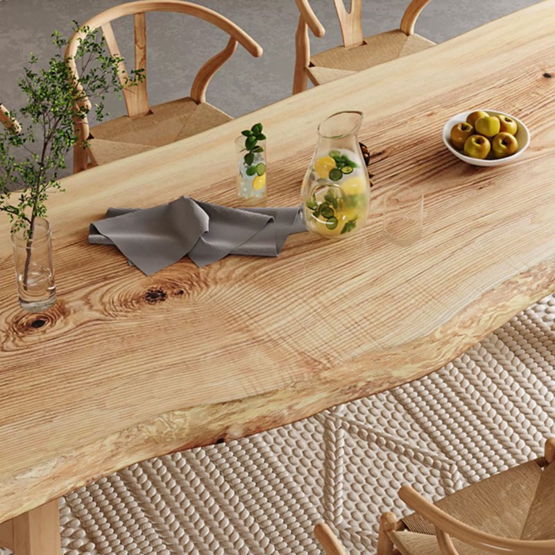 Table de salle à manger Burlywood en bois massif à pieds en X/croisés, forme libre, H 29,53 po x L 62,99 po x l 25,59 po