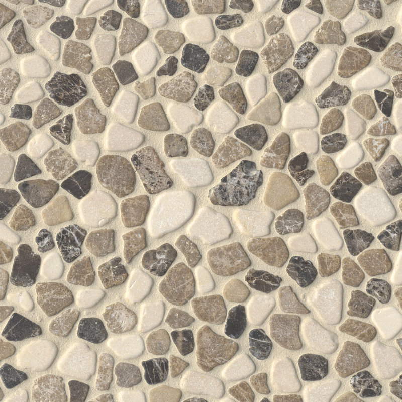 Marvella Pebble 12 in. x 12 in. Natural stone Mosaic Floor and Wall Tile, Marble Blend