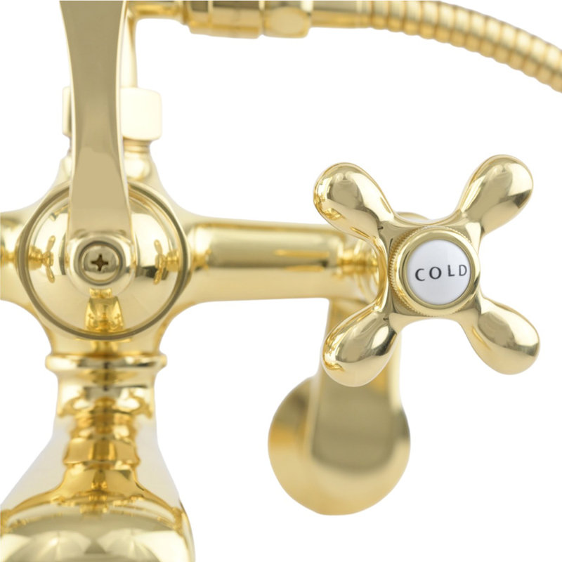 Thames Tub Mount British Telephone Faucet Set by Strom Living, Supercoat Brass