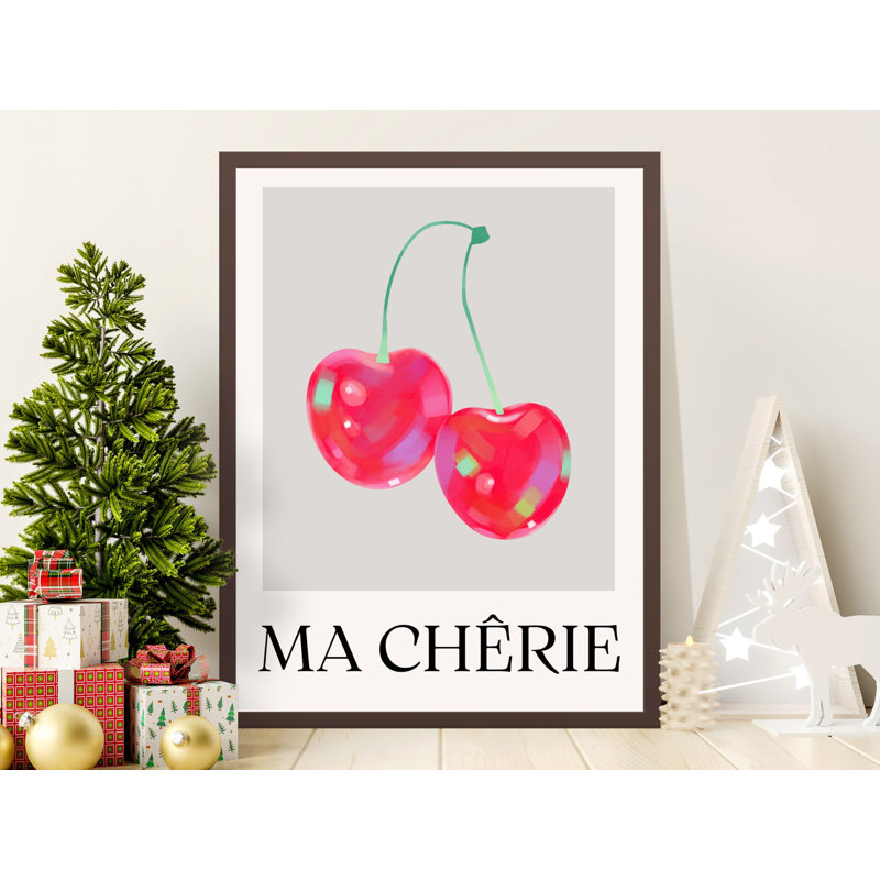 Ma Cherie Wall Art, Cherry Print, Framed, Kitchen Decor, Whimsical Art, Fruit Wall Art, Available in Several Sizes