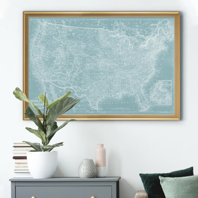 Carte des États-Unis sur turquoise - reproduction de cadre photo