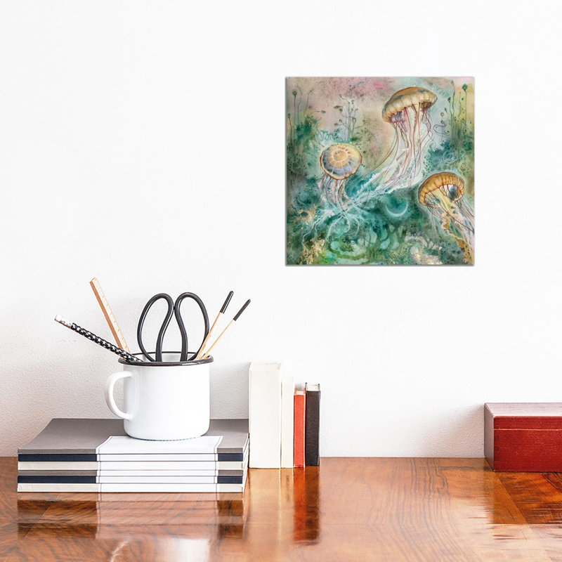 «Jellyfish» par Stephanie Law - impression d'art graphique, Aucun mat, Toile tendue, H 12 po x l 12 po x P 0,75 po