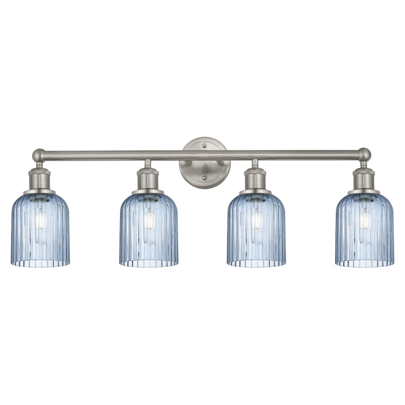 Fiennes 4 - Light Dimmable Vanity Light, Satin Nickel, Blue