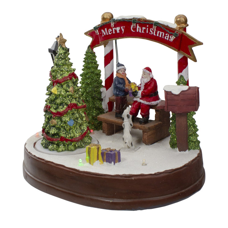 8" Lighted Winter Christmas Scene with Music and a Turning Tree