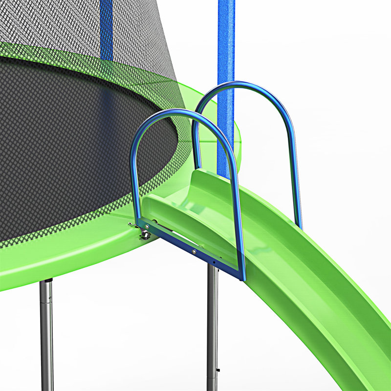 14FT Green Trampoline with Slide, Swings, and Basketball Hoop