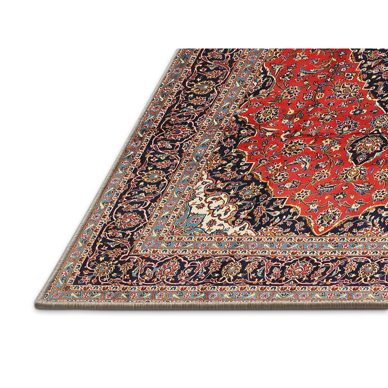Tapis traditionnel rouge / noir / gris Das, Rectangle 5 pi x 7 pi