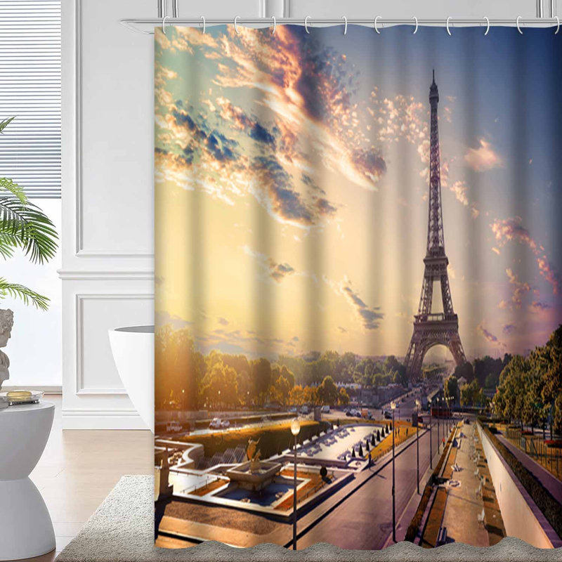 Rideau de douche avec 12 crochets Old Paris Tour Eiffel Architecture, L 72 po x l 72 po