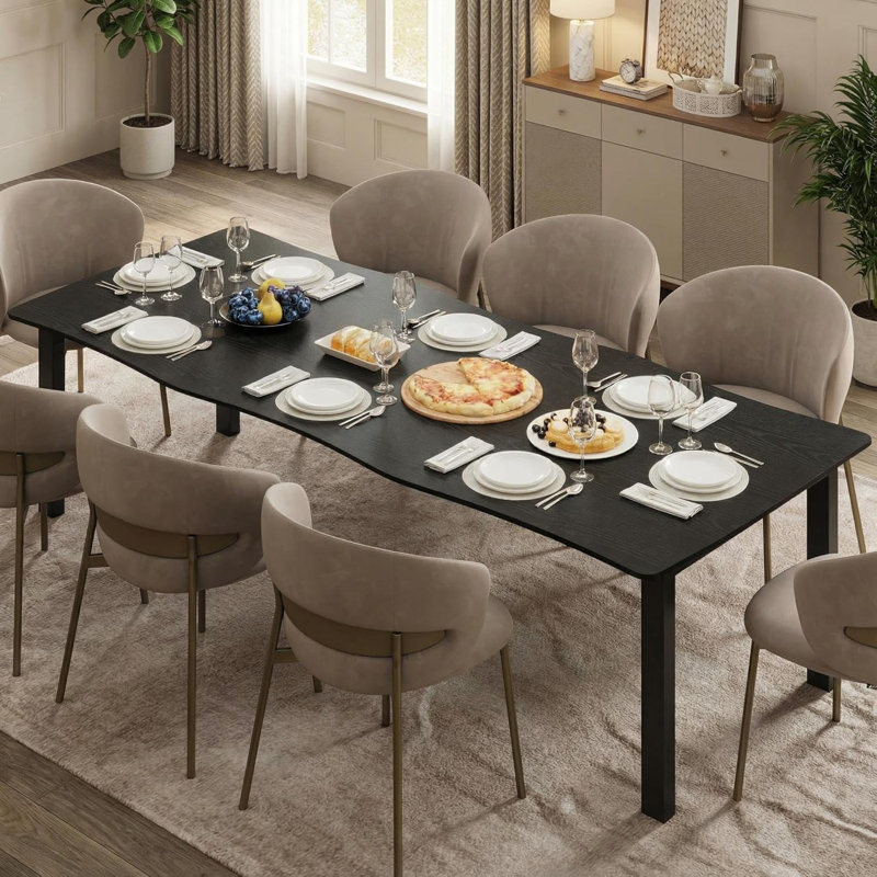 71 Inches Dining Table for 6-8, Kitchen Table with Iron Legs, Waterproof Scratch-Resistant , 300Lbs Capacity, Retro Brown