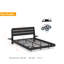 Cadre de lit flottant pour grand lit avec lumières à DEL et station de charge, cadre de lit pour grand lit en bois avec tête de lit, aucun sommier requis, assemblage facile, noir.-896060991