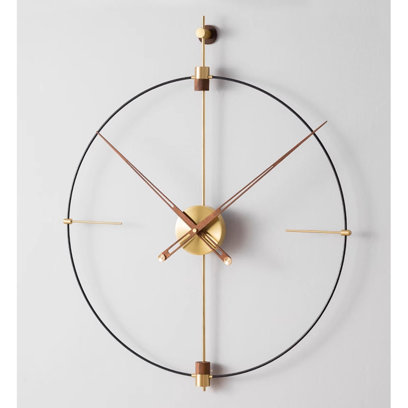  Horloges murales rondes en bois doré doré, Surdimensionné