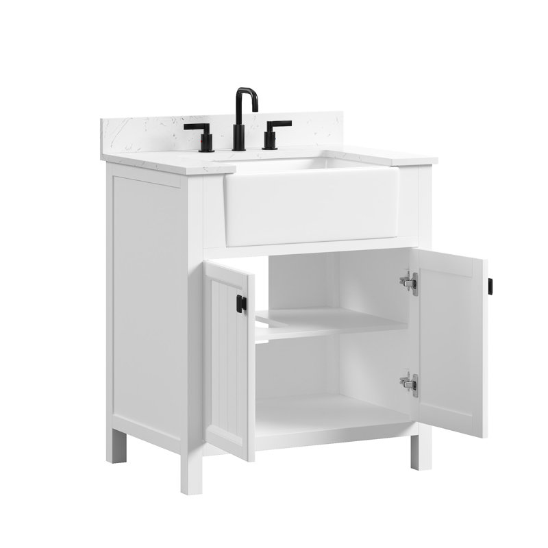 Abramowitz 30'' Freestanding Single Bathroom Vanity with Engineered Stone Top