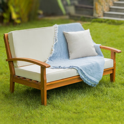 Causeuse d'extérieur avec coussin Laurent Acacia