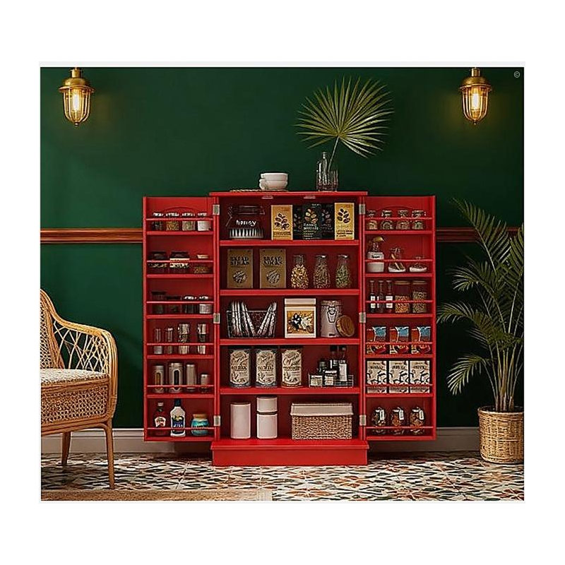 Grande armoire de rangement, armoire de cuisine avec portes doubles et tablettes à 5 niveaux pour la maison