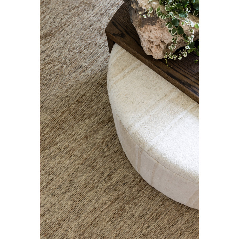 Pure Salt By Momeni Torquay Soumak Machine Weave Jute And Wool Natural Area Rug 6' X 6' Round, Brown, Rectangle 5' x 8'
