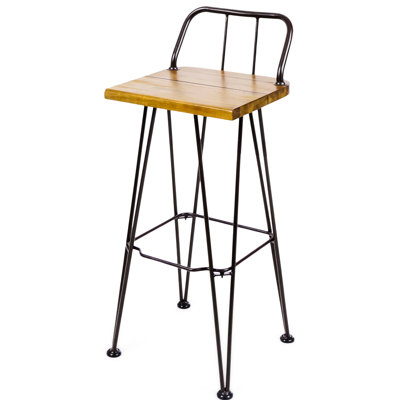 Industriel 2 - Mobilier d'extérieur. Siège en bois, structure en fer thermolaqué, avec repose-pieds intégré et structure en métal de 2 meubles de jardin résistants à l'eau, pieds inclinés